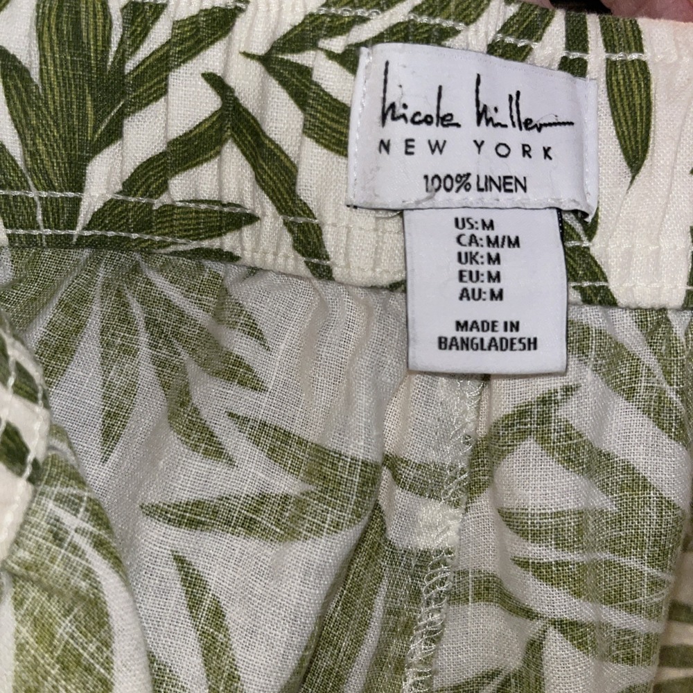 Nicole Miller Pants M 100% Linen Wide Leg Cropped Breathable Lightweight Flowy - Picture 3 of 6